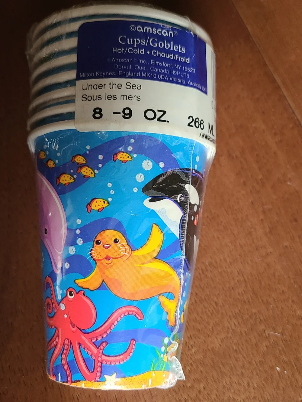 'Under the Sea' Kids Hot Cold Party Cups Colorful Ocean Clown Fish Dolphin Whale